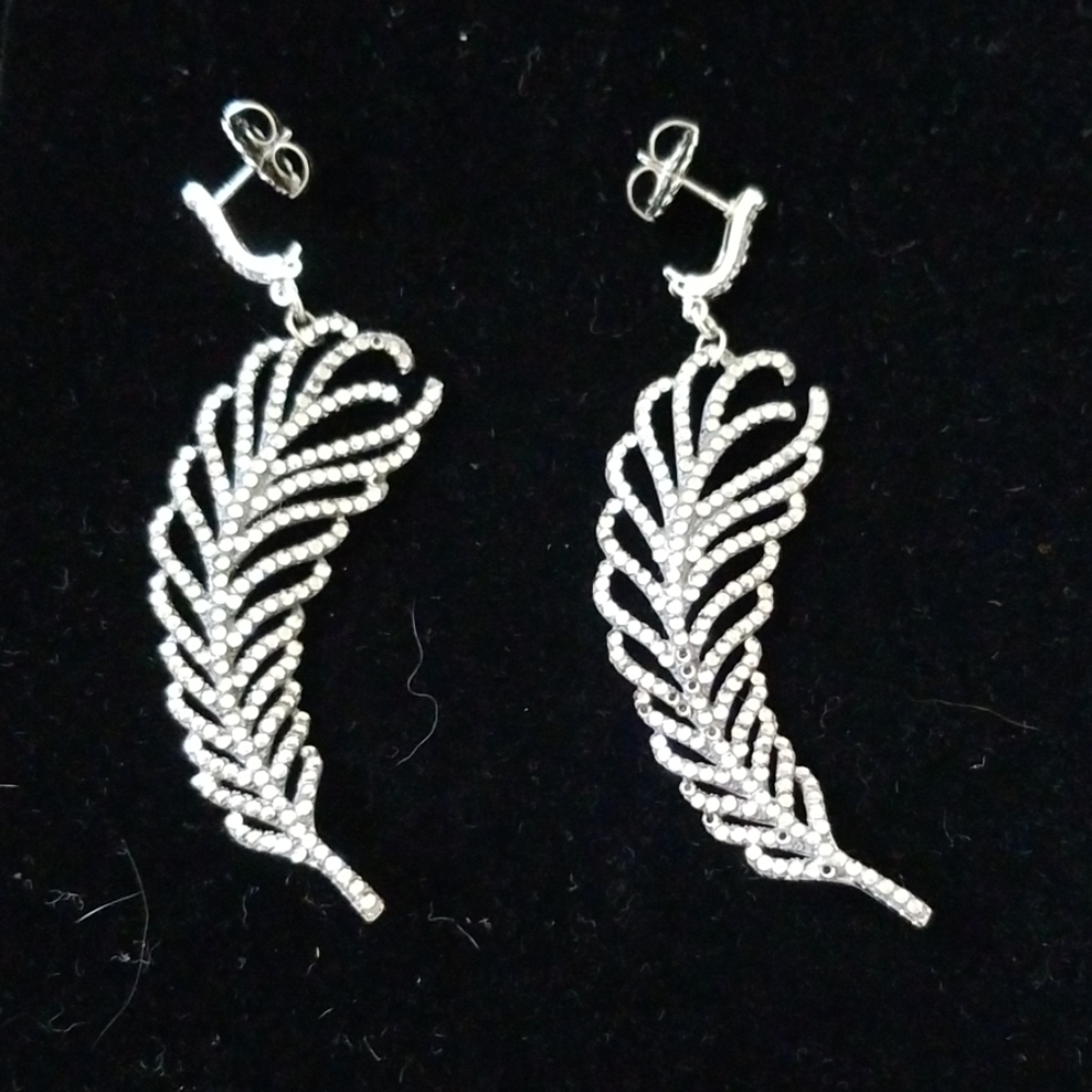 Crystal silver tone earrings